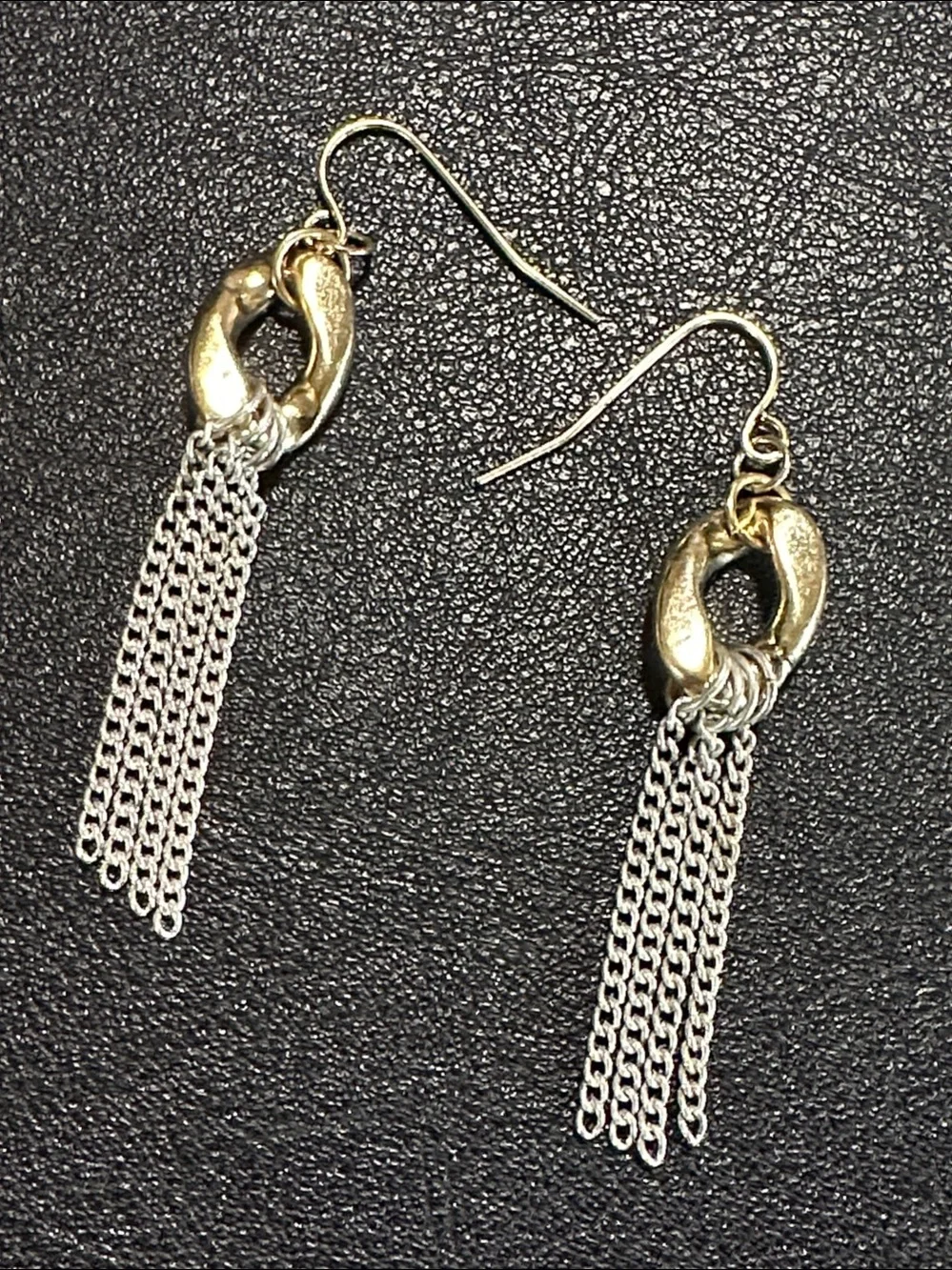 Premier Designs Two Tone Chain Link Tassel Drop Earrings